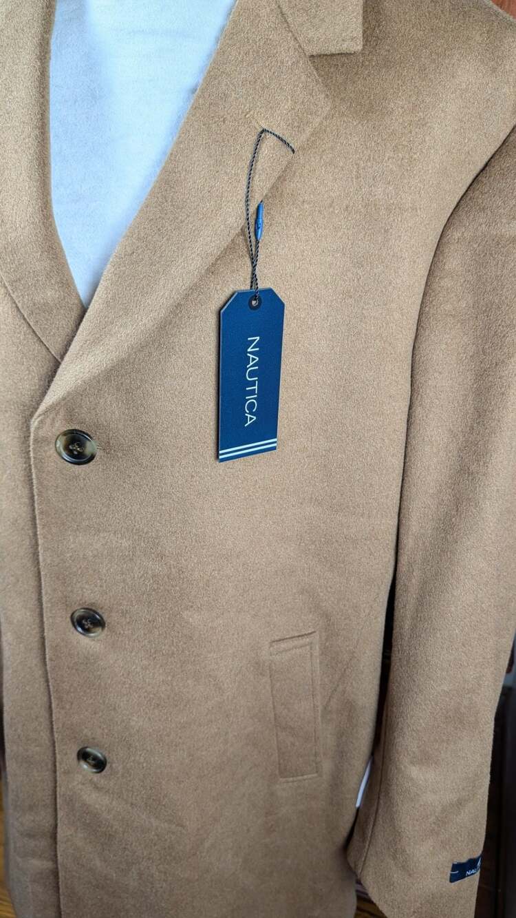 Nautica Men's Camel Wool blend Trench Coat 42R - Picture 5 of 7